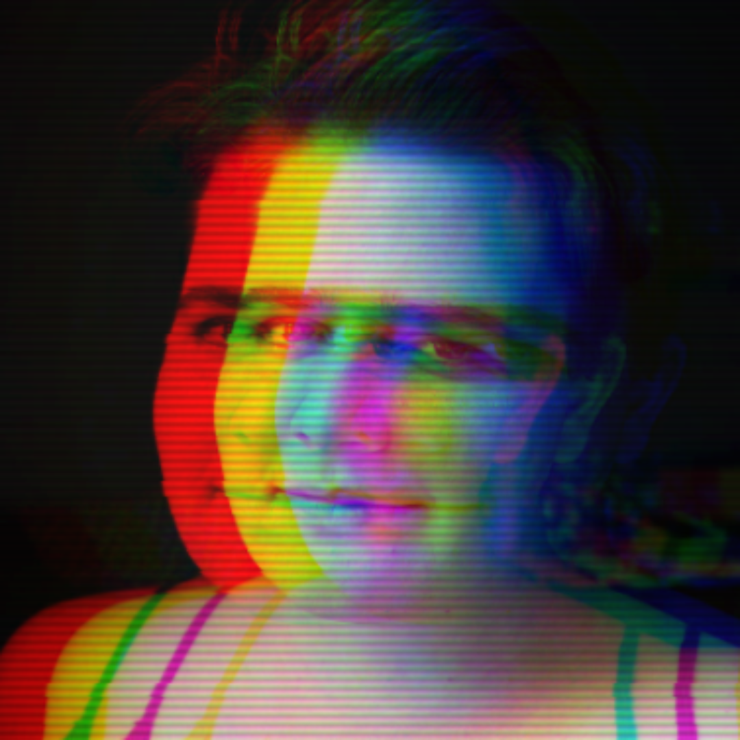 Image of Emma Maguire with a scanline 3D-like afterimage effect