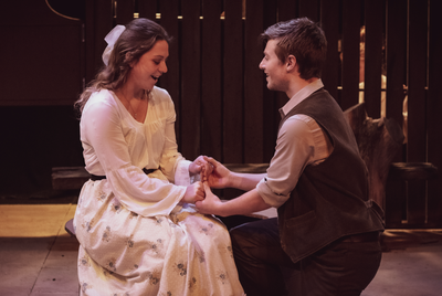 Fay Van Der Meulen and Thomas RObinson as their characters from Victoria University play Te Puna Hipi